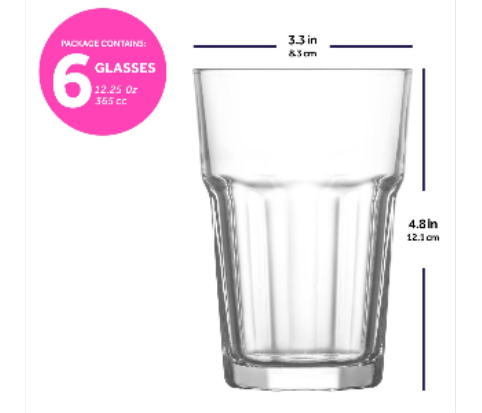 Lav LV ARA265F Aras Long Drinking Glass 365cc 6 Pieces Set - Zoom Image 3