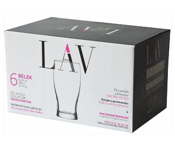 Lav LV BLK374F Belek Drinking Glass 375cc 6 Pieces Set - Zoom Image 1