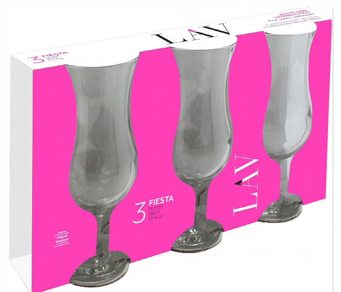 Lav LV FST577A Fiesta Glass Cocktail 390 cc 3 Pieces Set - Zoom Image 1