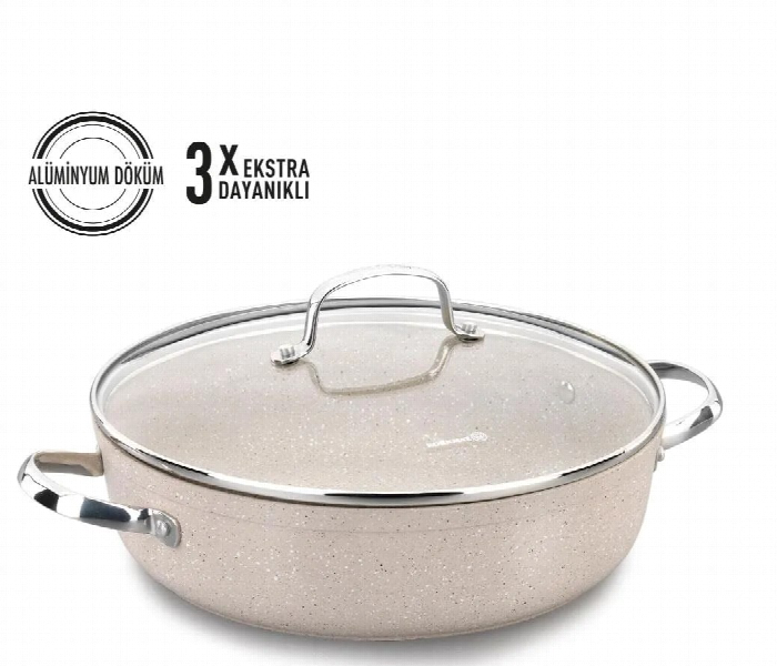 Korkmaz KO A1263 Granita Low Casserole 26 x 7 cm Beige 3.5 Litre - Zoom Image