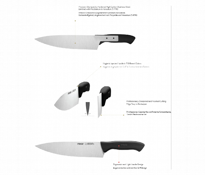 Pirge PG 38104 BK Ecco Butcher Knife 21 cm Black Ergonomic Plastic Handle Design - Zoom Image 1