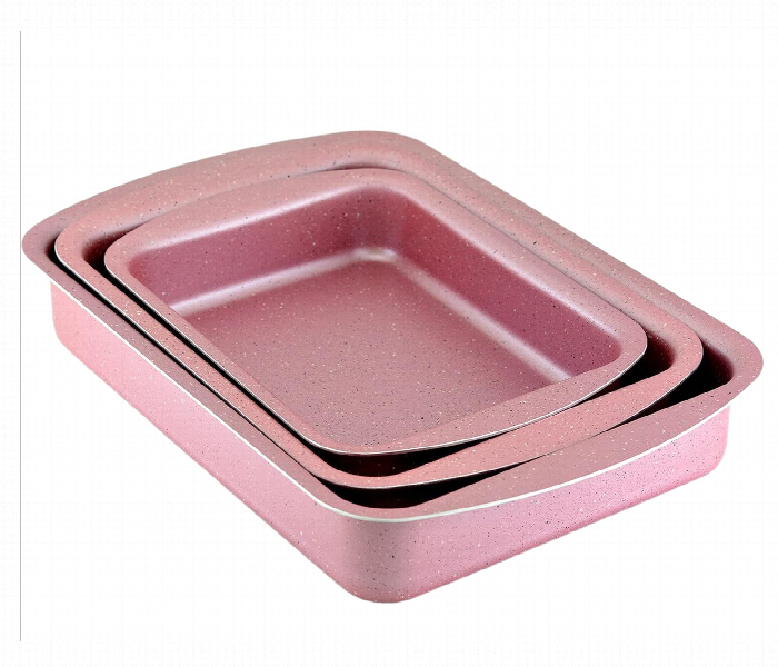 Avci Home Maker G RET3 PN. Granitec 3 Pieces Rectangular Tray Set Pink - Zoom Image 2