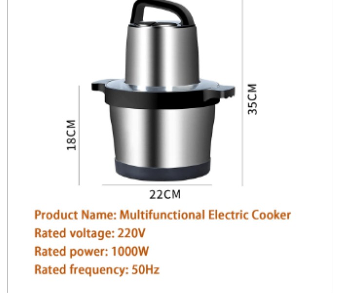 Food Chopper  Meat Blender  1000W  With 6L Stainless Steel Bowl - Zoom Image 5