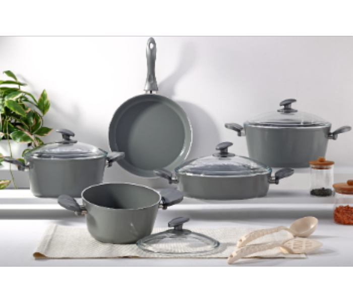 Avci Home Maker Serenity 11 Pieces Gray Ceramic Coating Cookware Set - Zoom Image