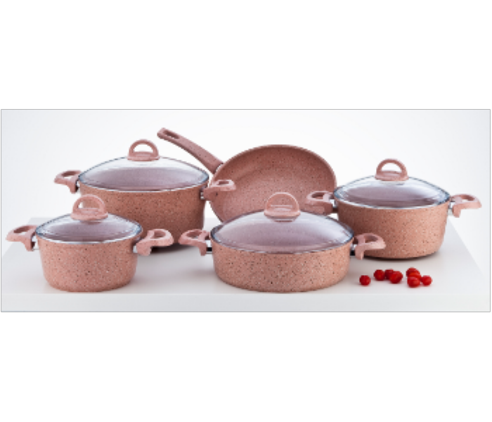 Avci Home Maker Granitec 9 Piece Pink Cookware Set - Zoom Image