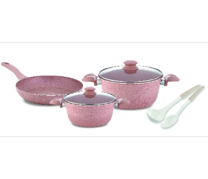 Avci Home Maker Eva 7 Pieces Granite Cookware Set with Pink Finish - Zoom Image