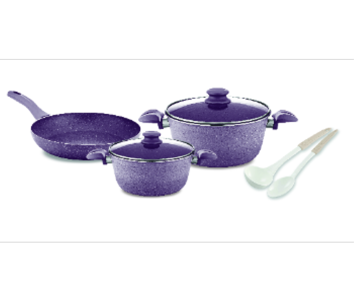 Avci Home Maker Eva 7 Pieces Granite Cookware Set with Silver Violet Finish - Zoom Image