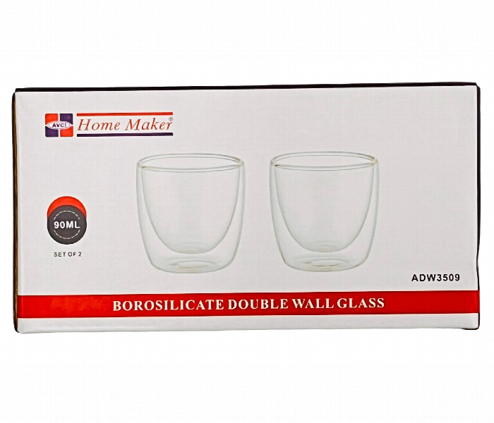 Avci Home Maker ADW3509 Borosilicate Double Wall Glass 90ml 2 Piece Set - Zoom Image 3