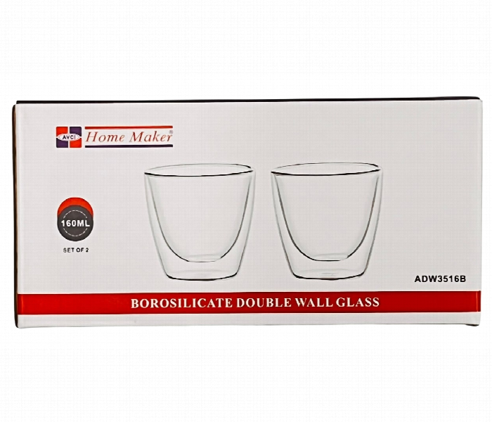 Avci Home Maker ADW3516B Borosilicate Double Wall Glass 160ml 2 Piece Set - Zoom Image 3