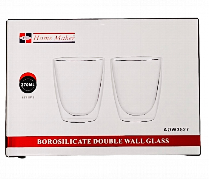 Avci Home Maker ADW3527 Borosilicate Double Wall Glass 270ml 2 Piece Set - Zoom Image 3