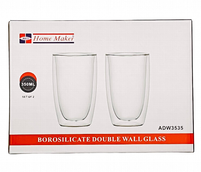 Avci Home Maker ADW3535 Borosilicate Double Wall Glass 350ml 2 Piece Set - Zoom Image 3