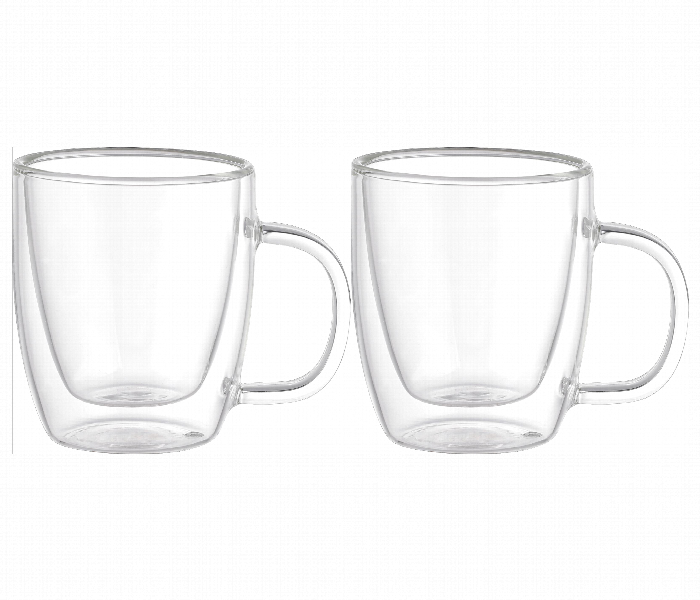 Avci Home Maker ADW5727 Borosilicate Double Wall Glass Cup with Handle 270ml 2 Piece Set - Zoom Image 1