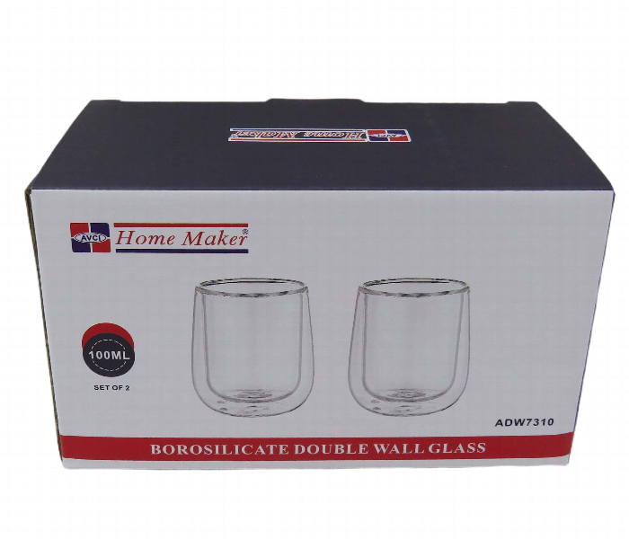 Avci Home Maker ADW7310 Borosilicate Double Wall Glass Cup 100ml 2 Piece Set - Zoom Image 3