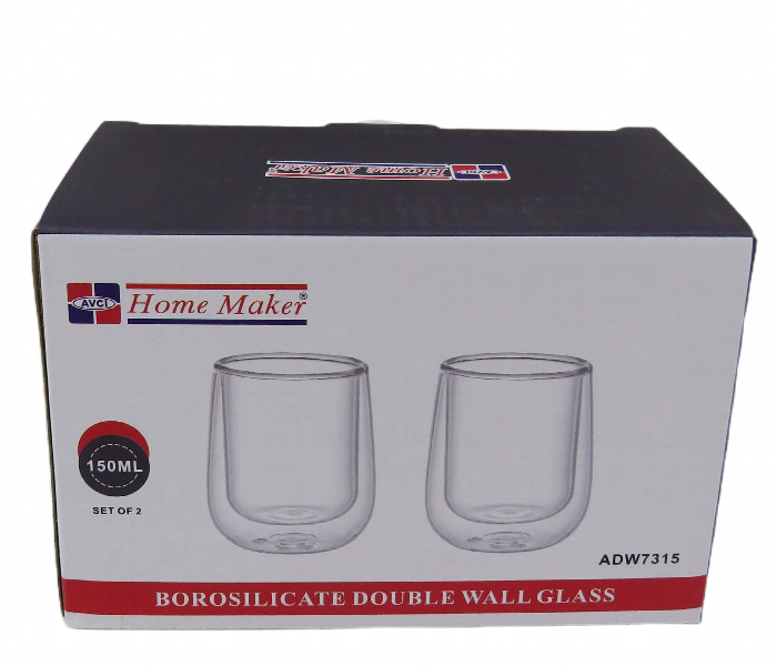 Avci Home Maker ADW7315 Borosilicate Double Wall Glass Cup 150ml 2 Piece Set - Zoom Image 3