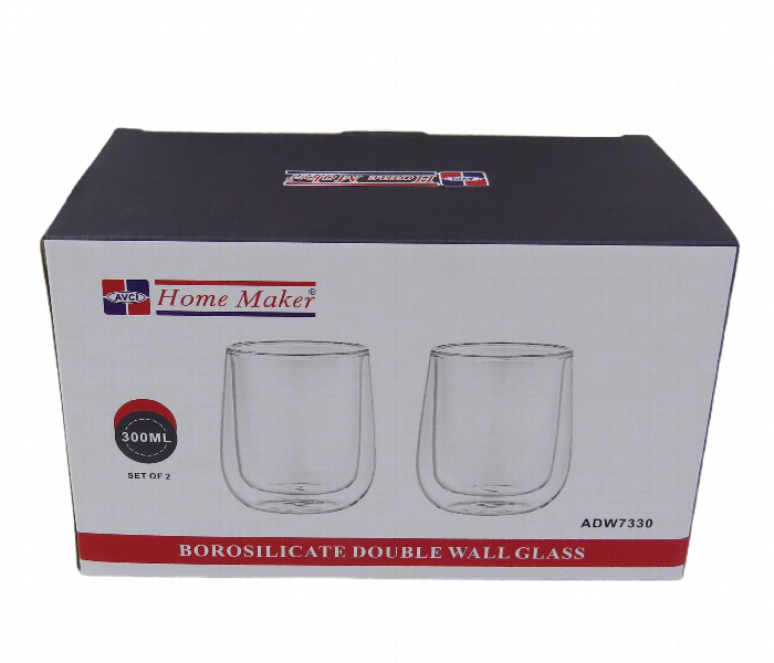 Avci Home Maker ADW7330 Borosilicate Double Wall Glass Cup 300ml 2 Piece Set - Zoom Image 3