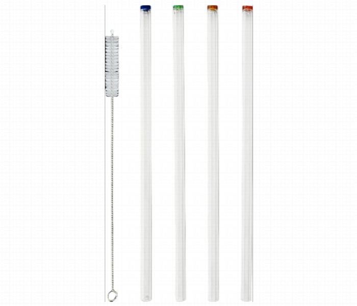 Avci Home Maker ADW08020ZT4 200mm Borosilicate Glass Straw 4 Pieces Set with 1 Brush - Zoom Image 1