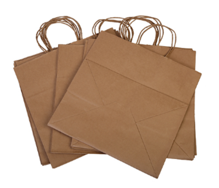 Q PAC Kraft Paper Carry Bag 32X22X32 One Packet 10 pcs - Zoom Image