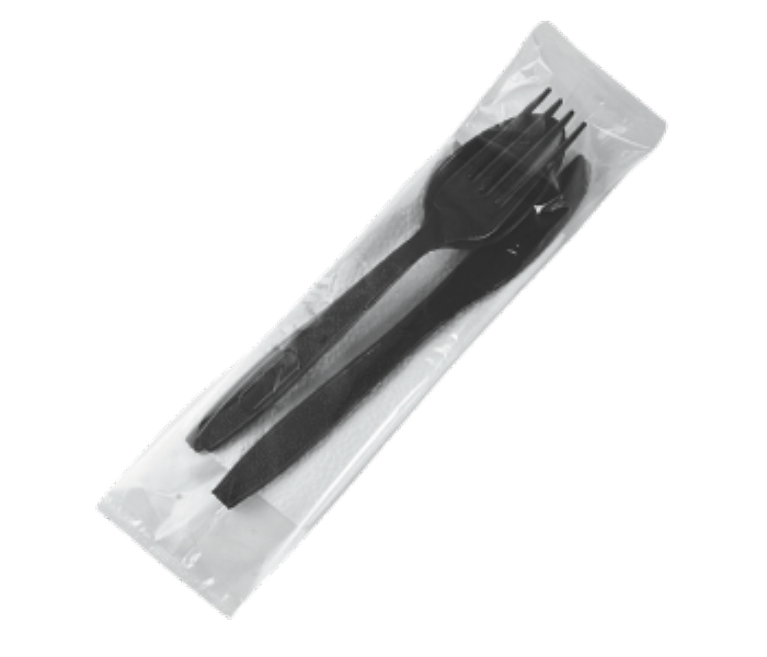 Disposable Black Cutlery Set 4 in 1 50pcs Set - Zoom Image 2