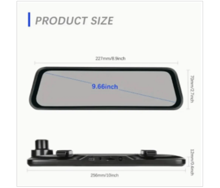 Rear View Mirror Camera  9 66 inch Touch Screen Front - Zoom Image 2