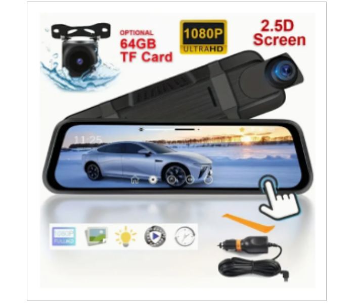 Rear View Mirror Camera  9 66 inch Touch Screen Front - Zoom Image 1