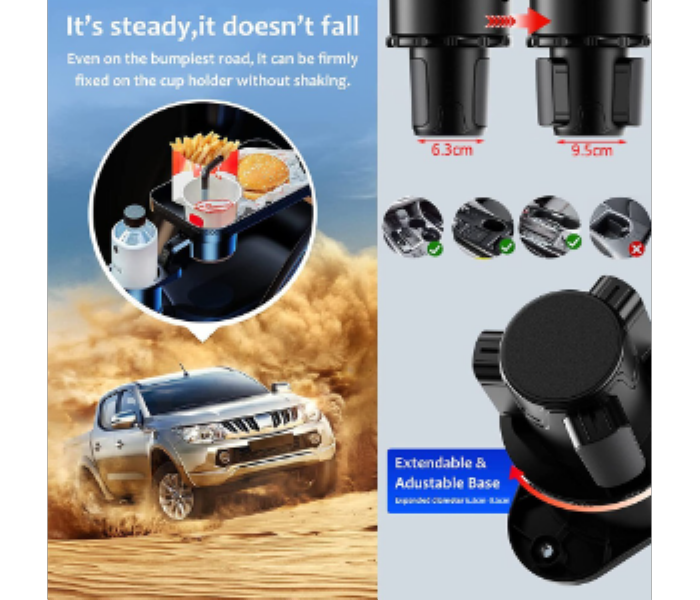 3 in 1 Car Cup Holder Expander and Tray  Multifunctional Car Tray - Zoom Image 5