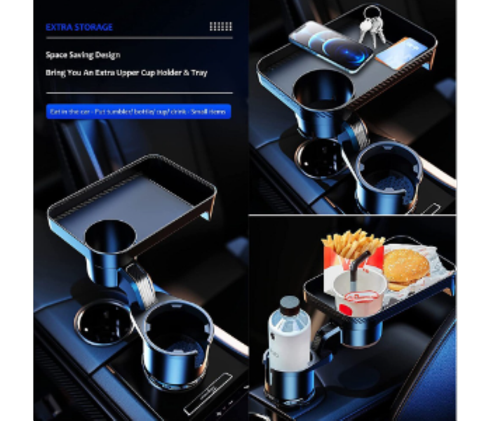 3 in 1 Car Cup Holder Expander and Tray  Multifunctional Car Tray - Zoom Image 2