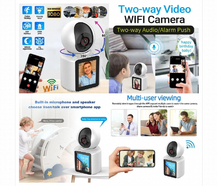 Two way video WiFi camera built in microphone and speaker 360 degree view - Zoom Image 3