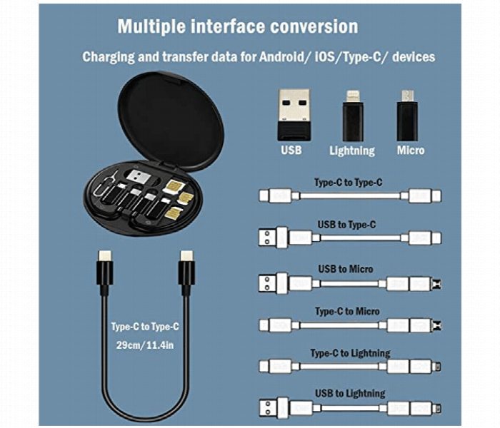 6 in 1 Multi Functional USB Cable Conversion Storage Box Mobile Accessories - Zoom Image 2