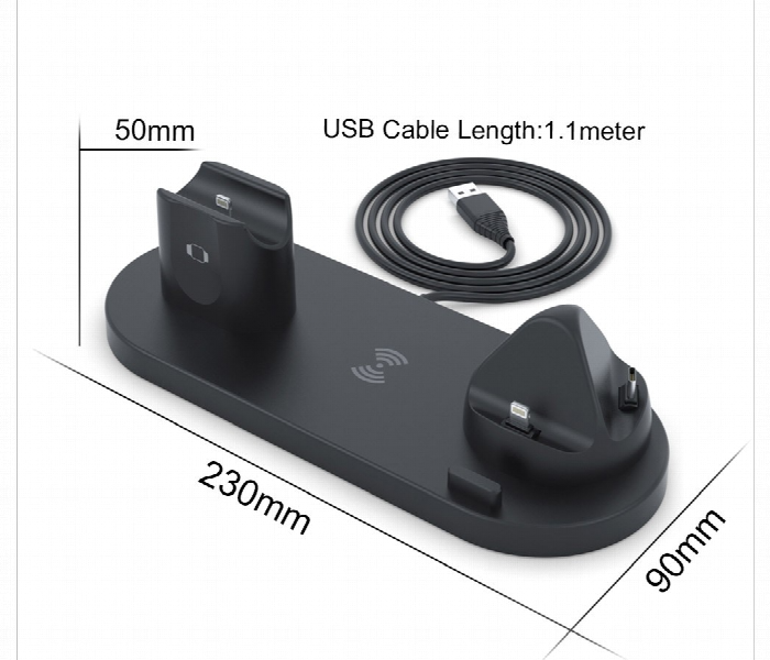 6 in 1 Charging Stand 10W Qi Wireless Charger Dock Station For Apple Watch  AirPods Pro and iPhone - Zoom Image 3