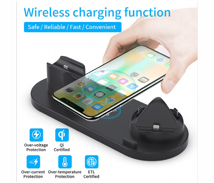 6 in 1 Charging Stand 10W Qi Wireless Charger Dock Station For Apple Watch  AirPods Pro and iPhone - Zoom Image 7