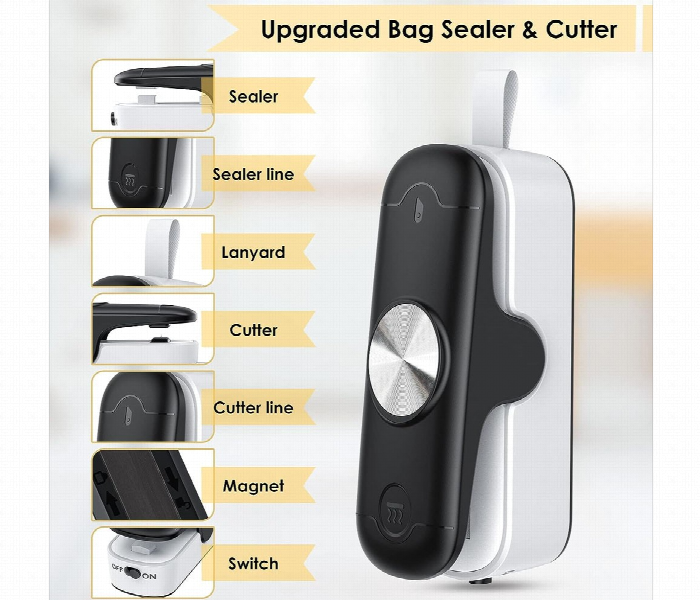 Mini Bag Food Sealer with Cutter 2 in 1 Heat Vacuum Portable Kitchen Gadget Assort color - Zoom Image 6