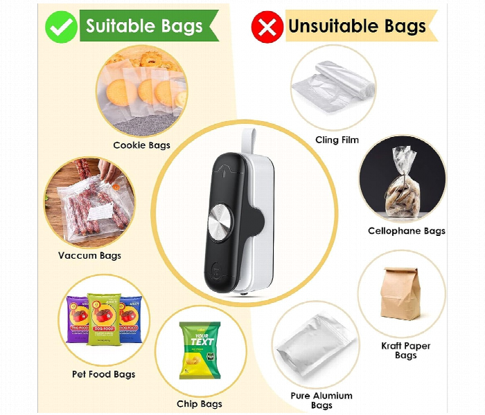 Mini Bag Food Sealer with Cutter 2 in 1 Heat Vacuum Portable Kitchen Gadget Assort color - Zoom Image 1