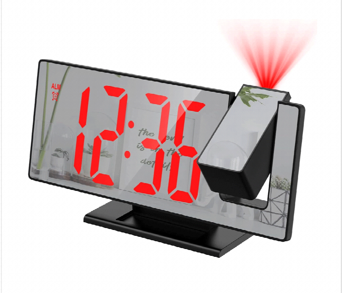 Projection Alarm Clock for Bedroom 4 Level Dimmer 7 8 Large Screen  Snooze Function  12 24H  USB Charging Port - Zoom Image 1