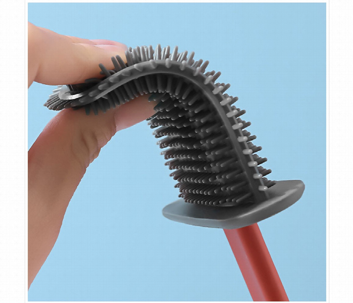 Breathable Toilet Brush Water Leak Proof with Base Silicone Wc Flat Head Flexible Soft Bristles Brush - Zoom Image 5