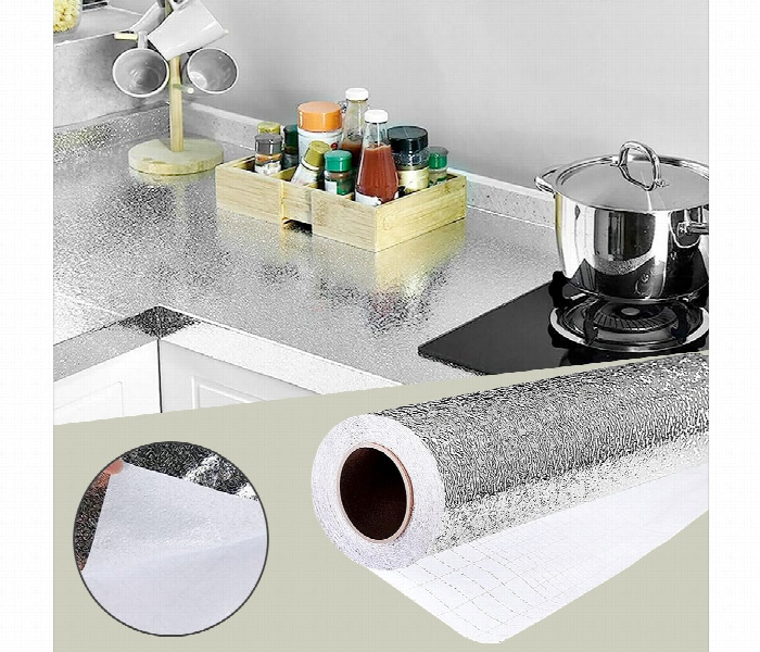 Generic Durable Soft Kitchen Oil proof Moisture proof Solid Aluminum Foil Paper Silver 40 x 200centimeter - Zoom Image 6