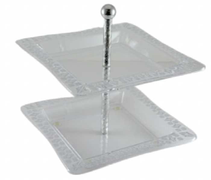 Avci Home Maker HE ST 85 SS Glitter 2 Tier Serving Tray Shiny Silver - Zoom Image 1