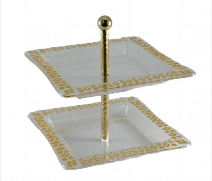 Avci Home Maker He St 85 Sd Glitter 2 Tier Serving Tray Shiny Gold K - Zoom Image 2