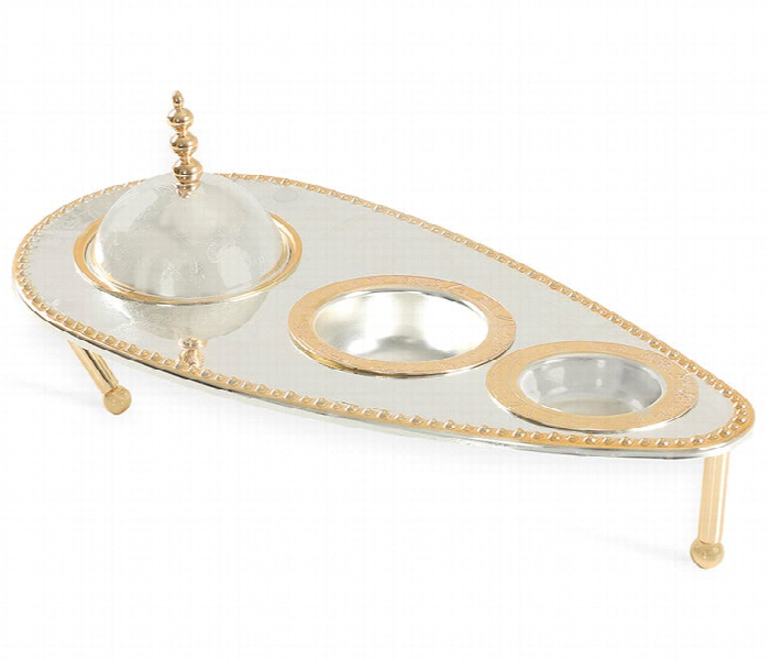 Avci Home Maker C T111701 4 Pieces Tray with Stand Silver Gold - Zoom Image 5