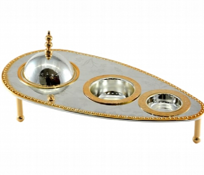 Avci Home Maker C T111701 4 Pieces Tray with Stand Silver Gold - Zoom Image 1