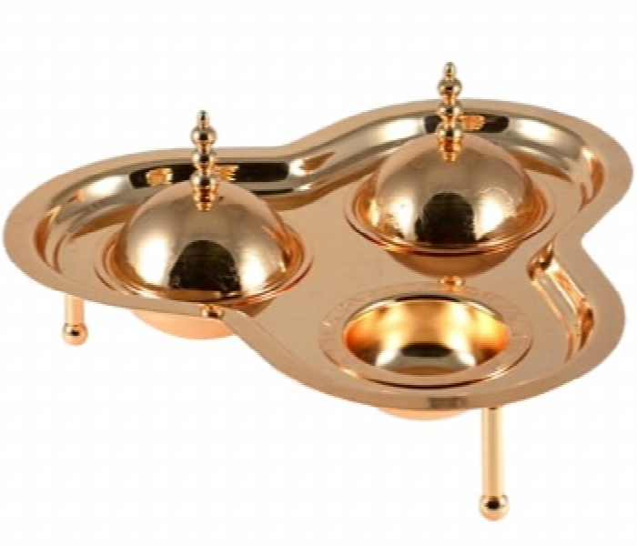 Avci Home Maker C T112502 4 Pieces Tray with Three Leaf Clover Shaped Stand Gold - Zoom Image 1