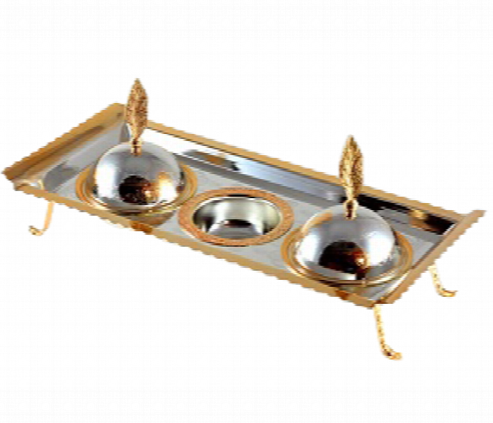 Avci Home Maker C T105101 4 Pieces Bowls Set with Footed Tray Silver Gold - Zoom Image 2