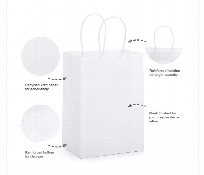 White Kraft Paper Bag 20x35x37 with Twisted Handle - Zoom Image