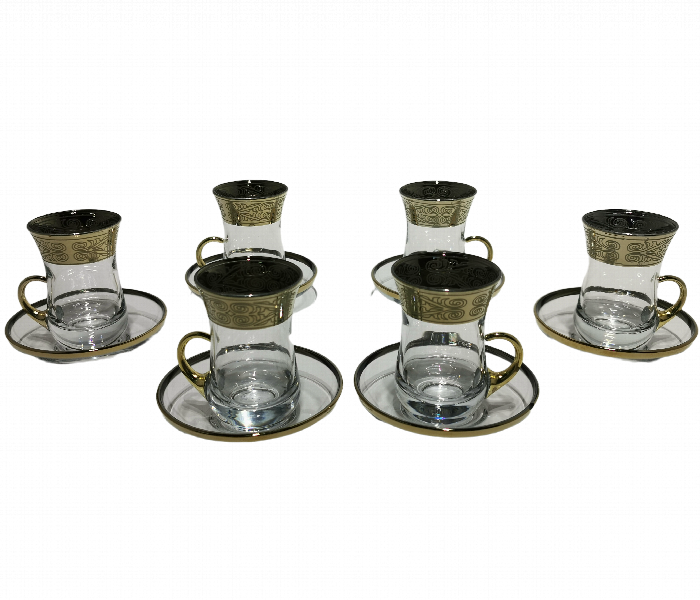 Avci Home Maker BY 62561K 010 Saray Tea Glass Set D 010 Gold 12PCS - Zoom Image