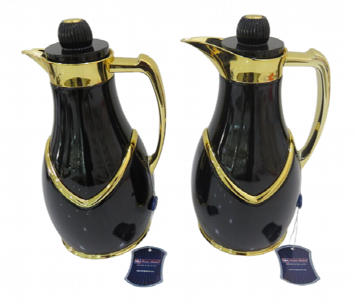 Avci Home Maker C SI VAP BKG 1 Litre Flask Black with Gold Accents 2 Pieces Set - Zoom Image