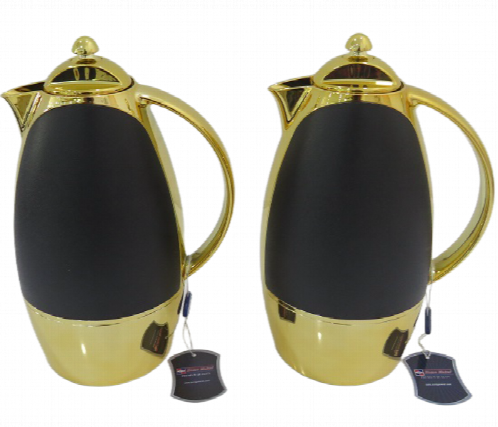 Avci Home Maker 1 Litre Flask Black with Gold Accents 2 Pieces Set - Zoom Image