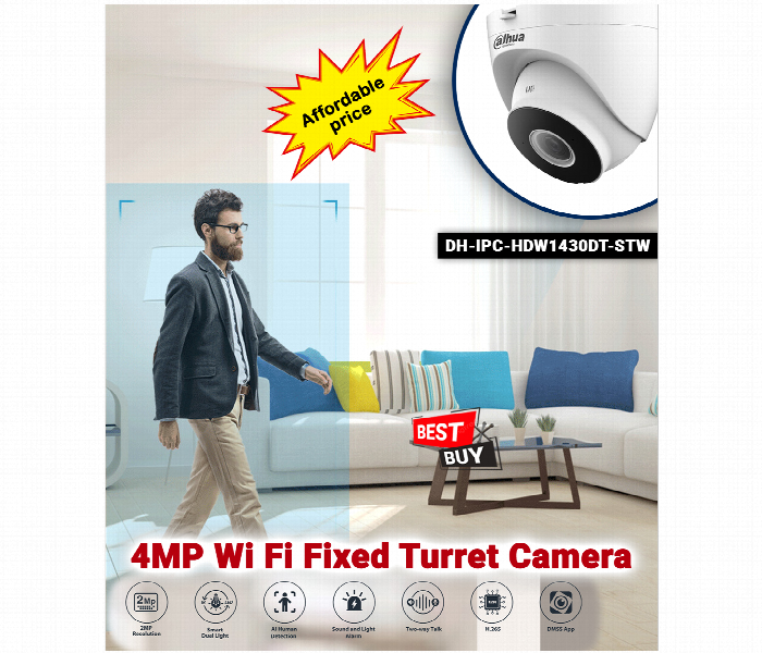 Dahua 4MP Wi Fi Fixed Turret Camera - Zoom Image 2