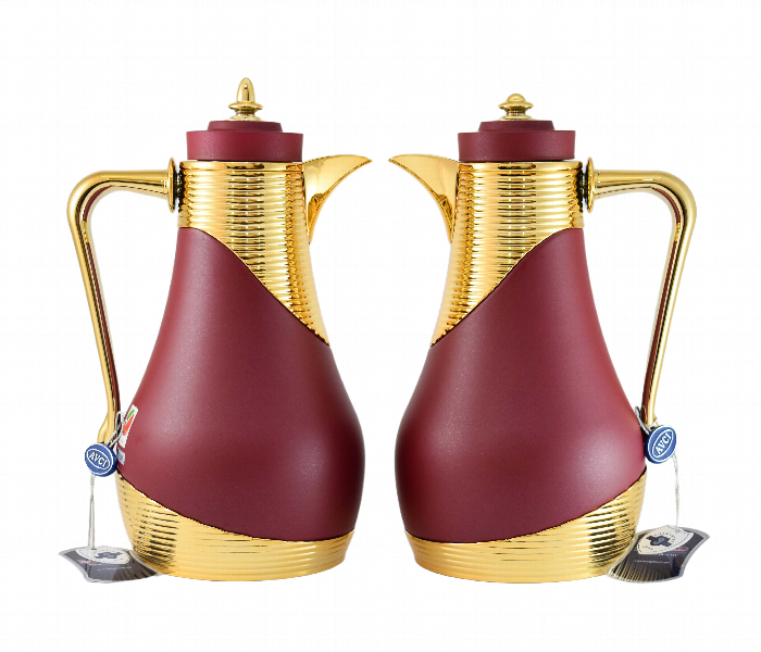 Avci Home Maker C SI RL MDRDG Flask 1 and 1 Litre RL Matte Dark Red Gold 2 Pieces Set - Zoom Image