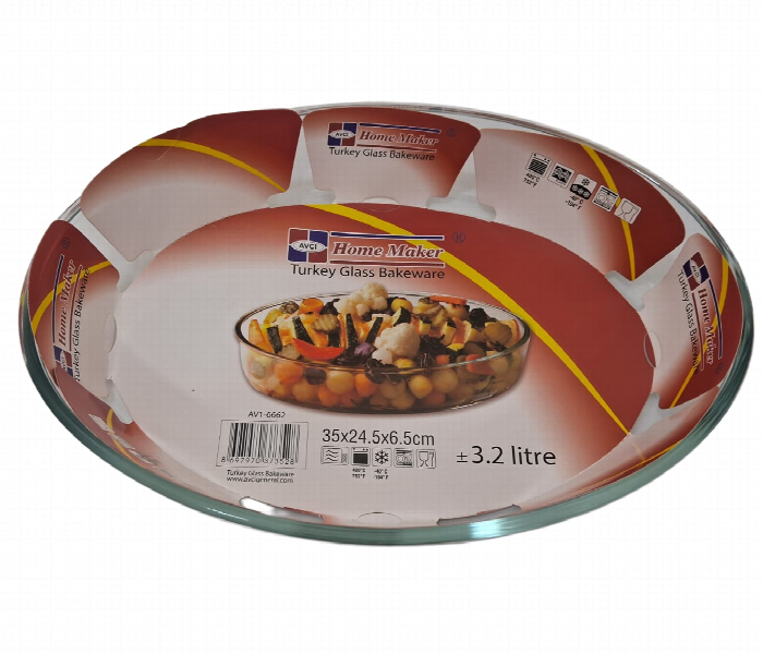 Avci Home Maker AV1 6662 3.2 Litre Oval Glass Baking Dish - Zoom Image 1