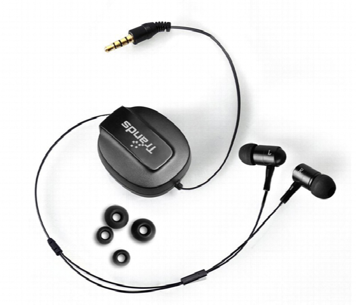 Trands TR HS6543 3.5 mm In Ear Retractable Headset  Black SLR - Zoom Image