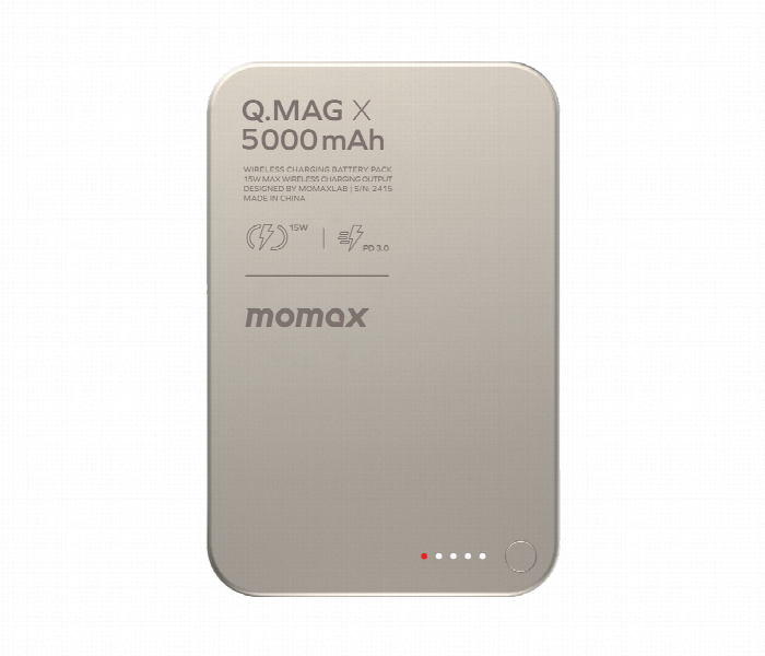 MOMAX Q.MAG X 5000mAh GEN2 15W ULTRA SLIM MAGSAFE WIRELESS POWER BANK TITANIUM - Zoom Image